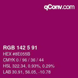 Color code: RGB 142 5 91 | qconv.com