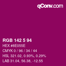 Color code: RGB 142 5 94 | qconv.com