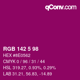 カラーコード: RGB 142 5 98 | qconv.com