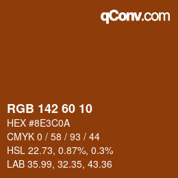 カラーコード: RGB 142 60 10 | qconv.com