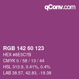 カラーコード: RGB 142 60 123 | qconv.com