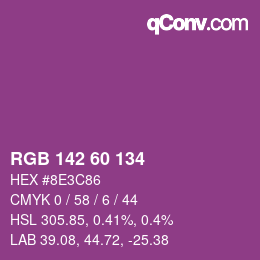 カラーコード: RGB 142 60 134 | qconv.com