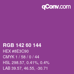 颜色代码: RGB 142 60 144 | qconv.com