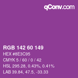 カラーコード: RGB 142 60 149 | qconv.com