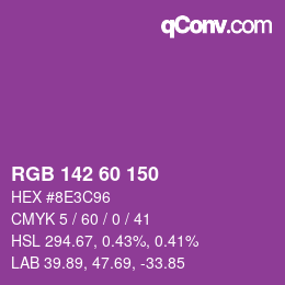 颜色代码: RGB 142 60 150 | qconv.com