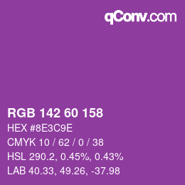 Color code: RGB 142 60 158 | qconv.com