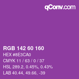 颜色代码: RGB 142 60 160 | qconv.com