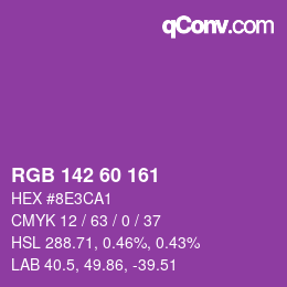 カラーコード: RGB 142 60 161 | qconv.com