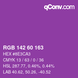 カラーコード: RGB 142 60 163 | qconv.com