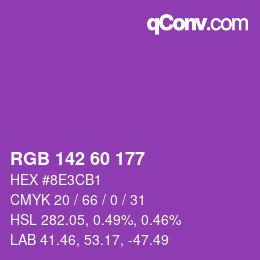 颜色代码: RGB 142 60 177 | qconv.com