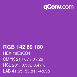 颜色代码: RGB 142 60 180 | qconv.com