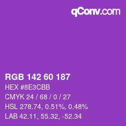 カラーコード: RGB 142 60 187 | qconv.com