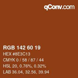 カラーコード: RGB 142 60 19 | qconv.com