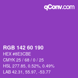 Color code: RGB 142 60 190 | qconv.com
