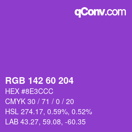 Color code: RGB 142 60 204 | qconv.com