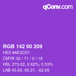 Color code: RGB 142 60 209 | qconv.com