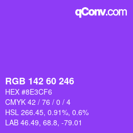 カラーコード: RGB 142 60 246 | qconv.com