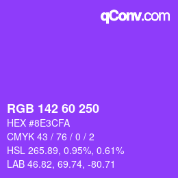 カラーコード: RGB 142 60 250 | qconv.com