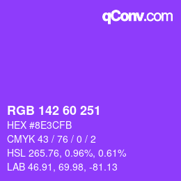 Color code: RGB 142 60 251 | qconv.com