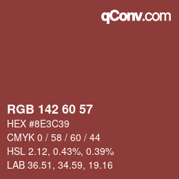 カラーコード: RGB 142 60 57 | qconv.com