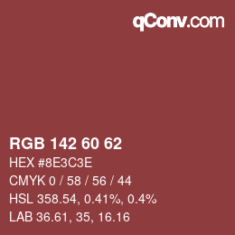 カラーコード: RGB 142 60 62 | qconv.com