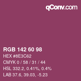 カラーコード: RGB 142 60 98 | qconv.com