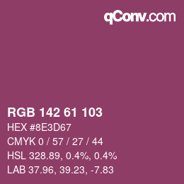 Color code: RGB 142 61 103 | qconv.com