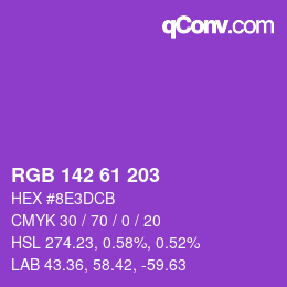 Color code: RGB 142 61 203 | qconv.com