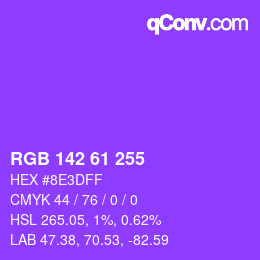 Color code: RGB 142 61 255 | qconv.com