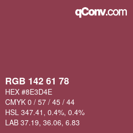 Color code: RGB 142 61 78 | qconv.com