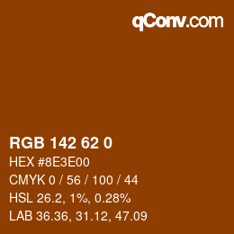 Color code: RGB 142 62 0 | qconv.com