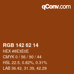 Color code: RGB 142 62 14 | qconv.com