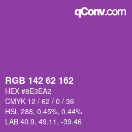 Color code: RGB 142 62 162 | qconv.com