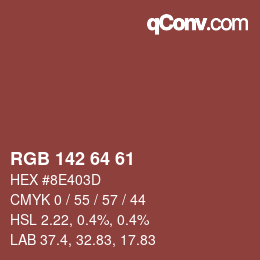 Color code: RGB 142 64 61 | qconv.com