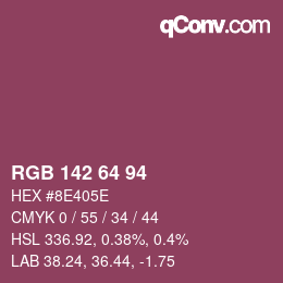 Color code: RGB 142 64 94 | qconv.com