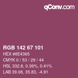 颜色代码: RGB 142 67 101 | qconv.com