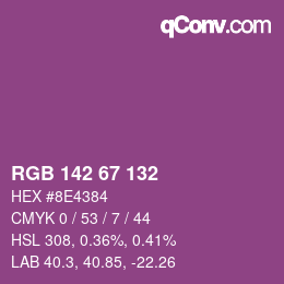 Farbcode: RGB 142 67 132 | qconv.com