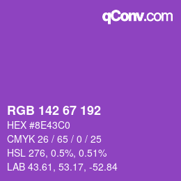 Color code: RGB 142 67 192 | qconv.com