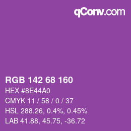 カラーコード: RGB 142 68 160 | qconv.com