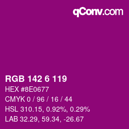 カラーコード: RGB 142 6 119 | qconv.com