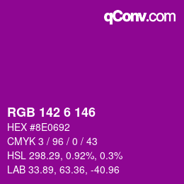 Color code: RGB 142 6 146 | qconv.com