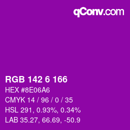 Color code: RGB 142 6 166 | qconv.com