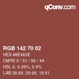 颜色代码: RGB 142 70 62 | qconv.com