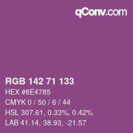 Color code: RGB 142 71 133 | qconv.com