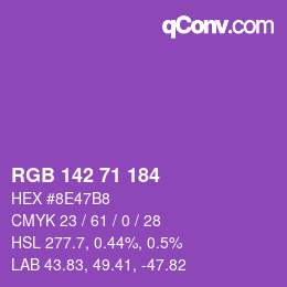 Color code: RGB 142 71 184 | qconv.com