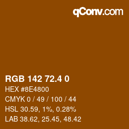 カラーコード: RGB 142 72.4 0 | qconv.com