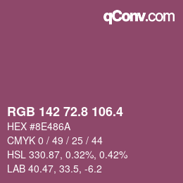 カラーコード: RGB 142 72.8 106.4 | qconv.com