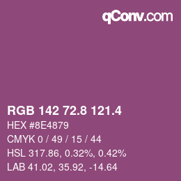 カラーコード: RGB 142 72.8 121.4 | qconv.com