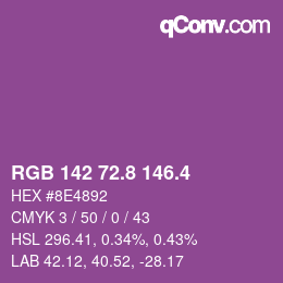 カラーコード: RGB 142 72.8 146.4 | qconv.com