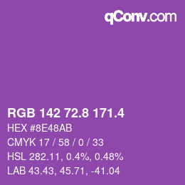 カラーコード: RGB 142 72.8 171.4 | qconv.com